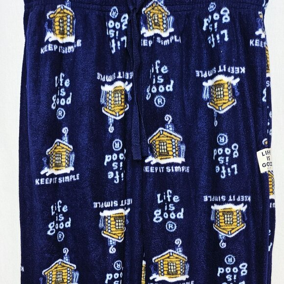 Life Is Good Men's Blue Fleece Pajama Lounge Pants Keep It Simple Cabin Medium - Picture 3 of 7